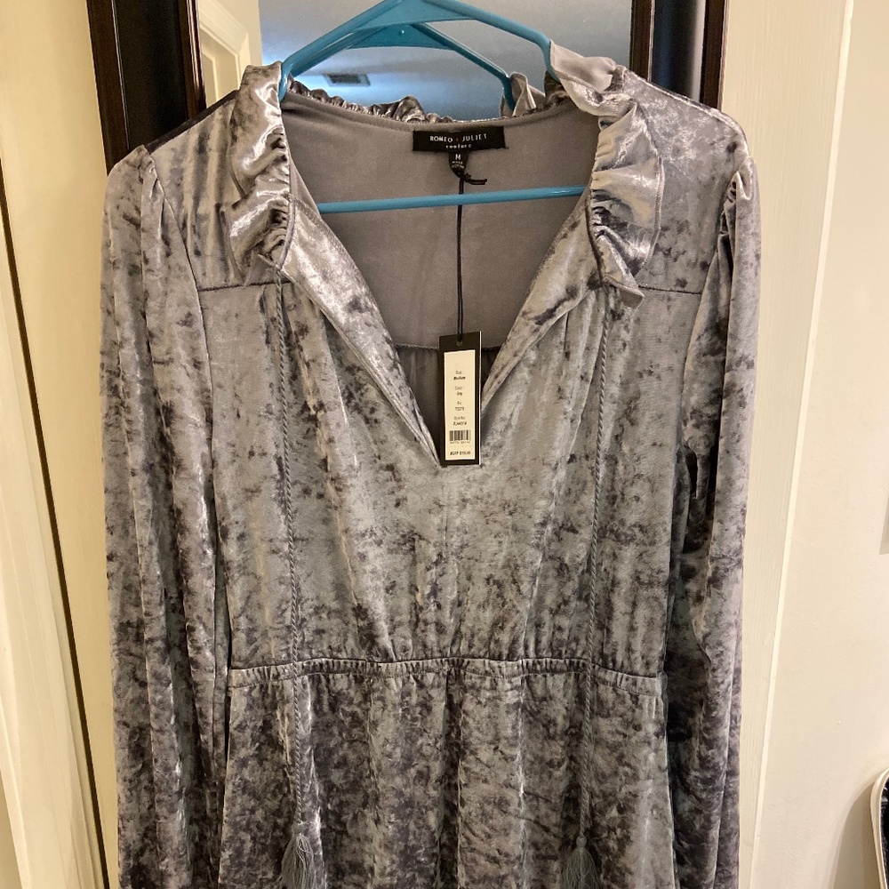 Romeo and Juliet velvet grey dress